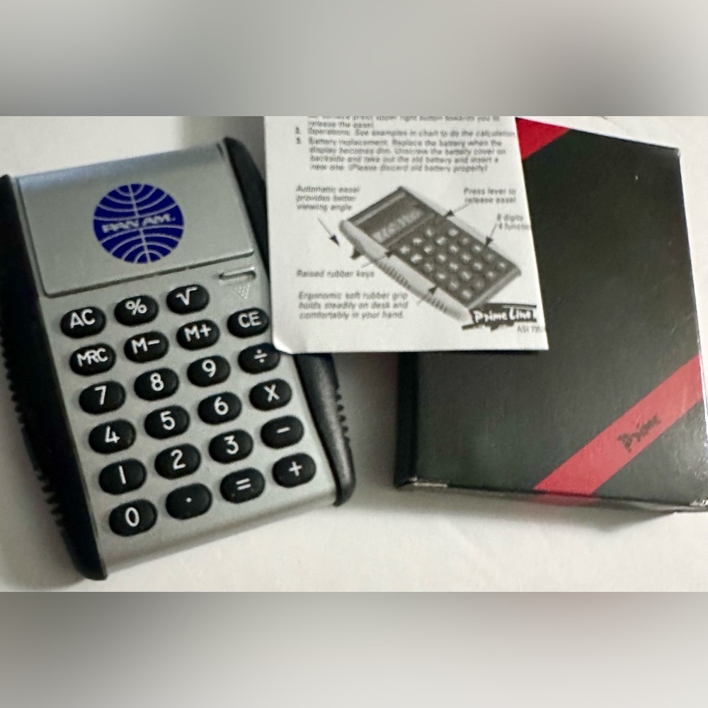 VINTAGE Pan Am Airlines NIB Pocket Calculator NOS RARE Hand-Held